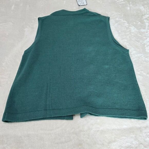 Bleyle Sleeveless Cardigan Sweater Vest Button Neck Geometric Print Green Size M - Picture 8 of 8